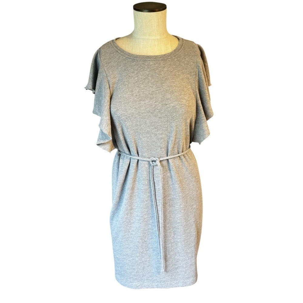 Z Supply Capri Ruffle Cotton Blend Belted Knit Resort Wear Gray Mini Dress Sz S